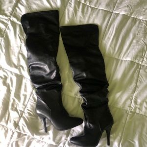 Knee high faux leather boots
